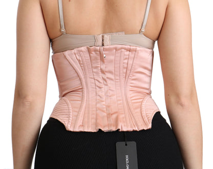 Dolce & Gabbana Silk Blend Corset Belt Luxury Top - Pink