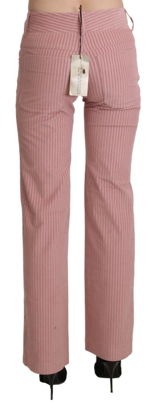 Ermanno Scervino Chic Pink Mid Waist Straight Trousers