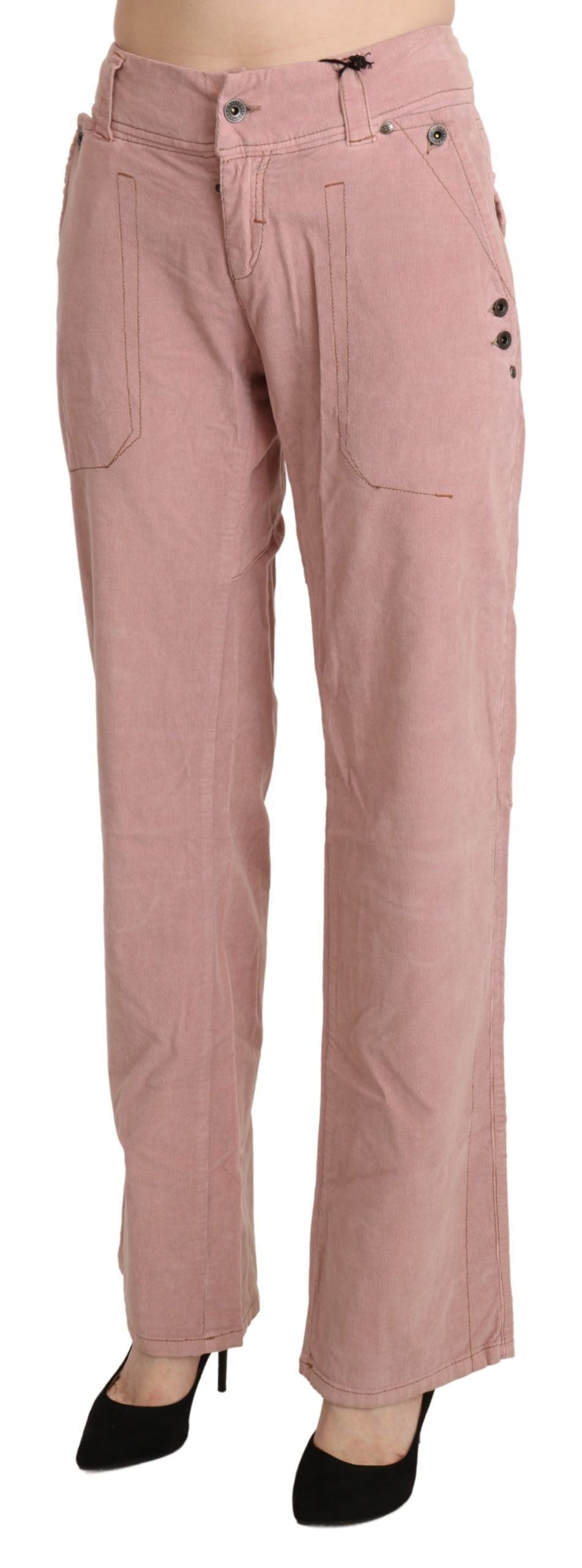 Ermanno Scervino Pink High Waist Straight Cotton Trouser Pants