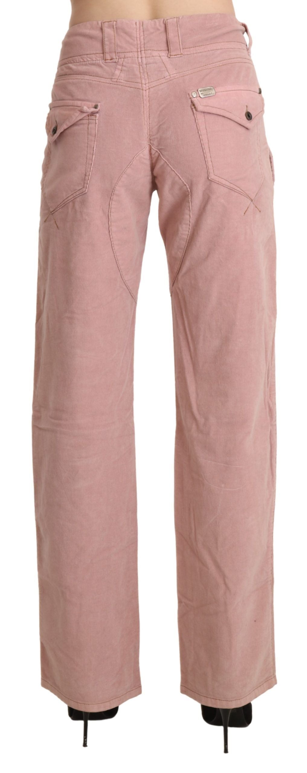 Ermanno Scervino Pink High Waist Straight Cotton Trouser Pants