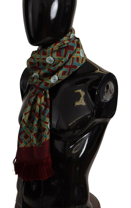 Dolce & Gabbana Multicolor DG Logo Shawl Warm Neck Wrap Fringe Scarf