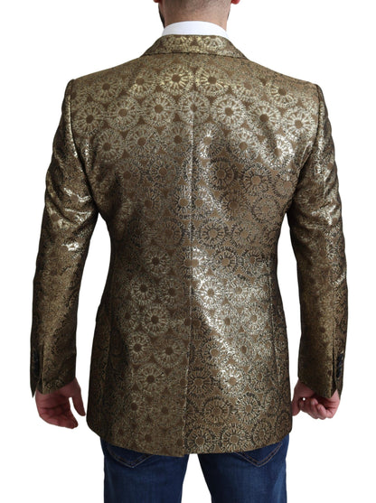 Dolce & Gabbana Elegant Gold Jacquard Martini Blazer Jacket