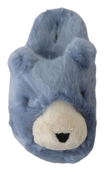 Dolce & Gabbana Blue Teddy Bear Slippers Sandals Shoes