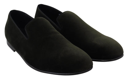 Dolce & Gabbana Green Velvet Slip On Mens Loafers Shoes