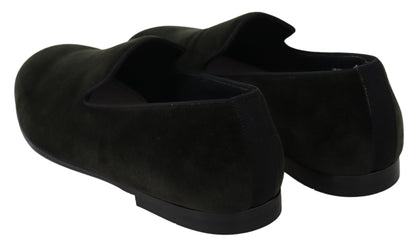 Dolce & Gabbana Green Velvet Slip On Mens Loafers Shoes