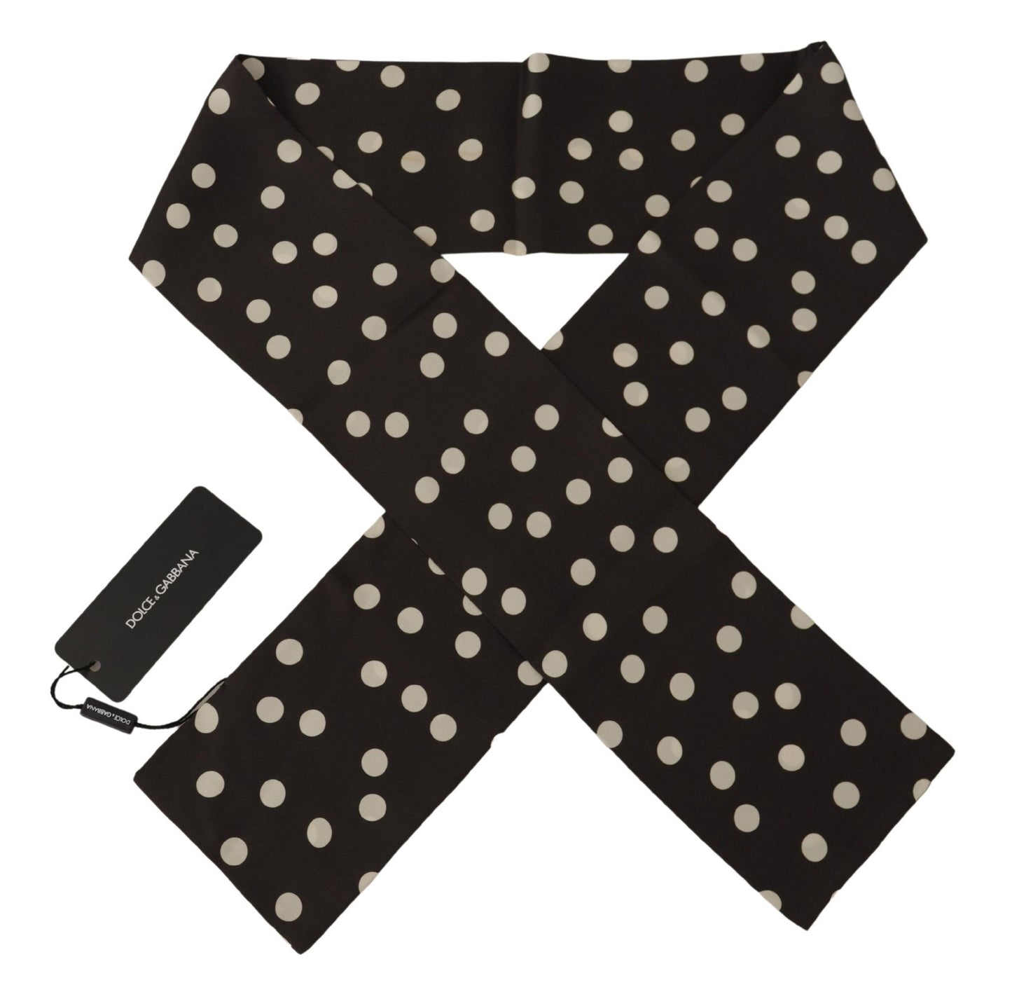 Dolce & Gabbana Brown White Polka Dots Shawl Warm Neck Wrap Scarf