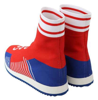 Dolce & Gabbana Blue Red Sorrento Logo Sneakers Socks Shoes