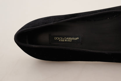 Dolce & Gabbana Black DG Sacred Heart Patch Slip On Flat Shoes