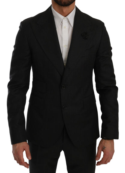 Dolce & Gabbana Elegant Black Crystal-Embellished Two-Piece Suit