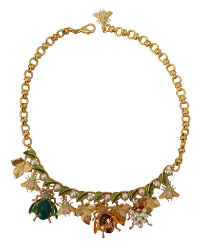 Dolce & Gabbana Multicolor Crystal Gold Statement Necklace