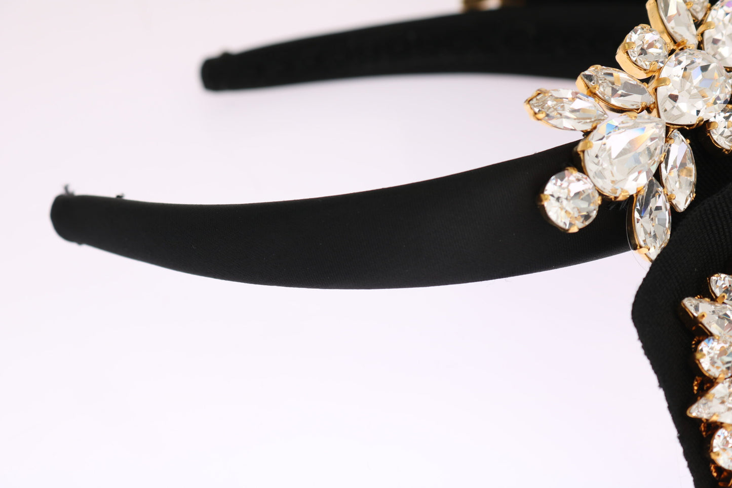 Dolce & Gabbana Elegant Black Crystal Headband Diadem