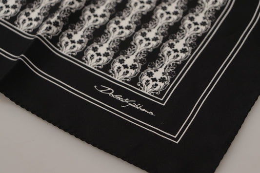 Dolce & Gabbana Black Printed Square Handkerchief Scarf