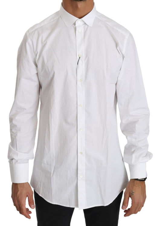 Dolce & Gabbana Elegant White Cotton Gold Fit Shirt