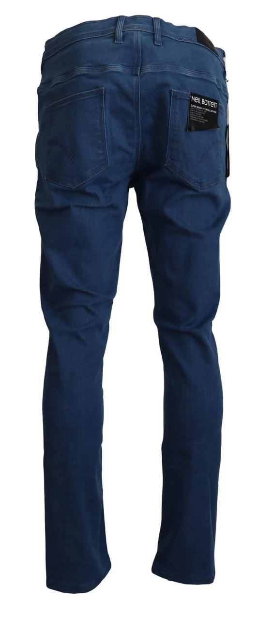 Neil Barrett Blue Cotton Stretch Men Casual Denim Jeans