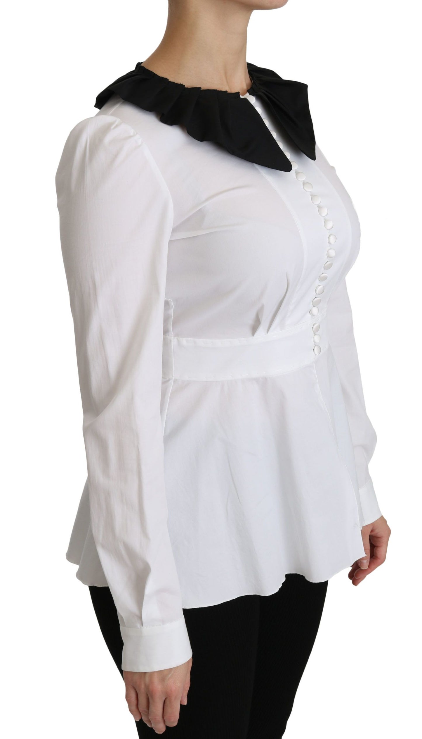 Dolce & Gabbana Elegant White Collared Cotton Top