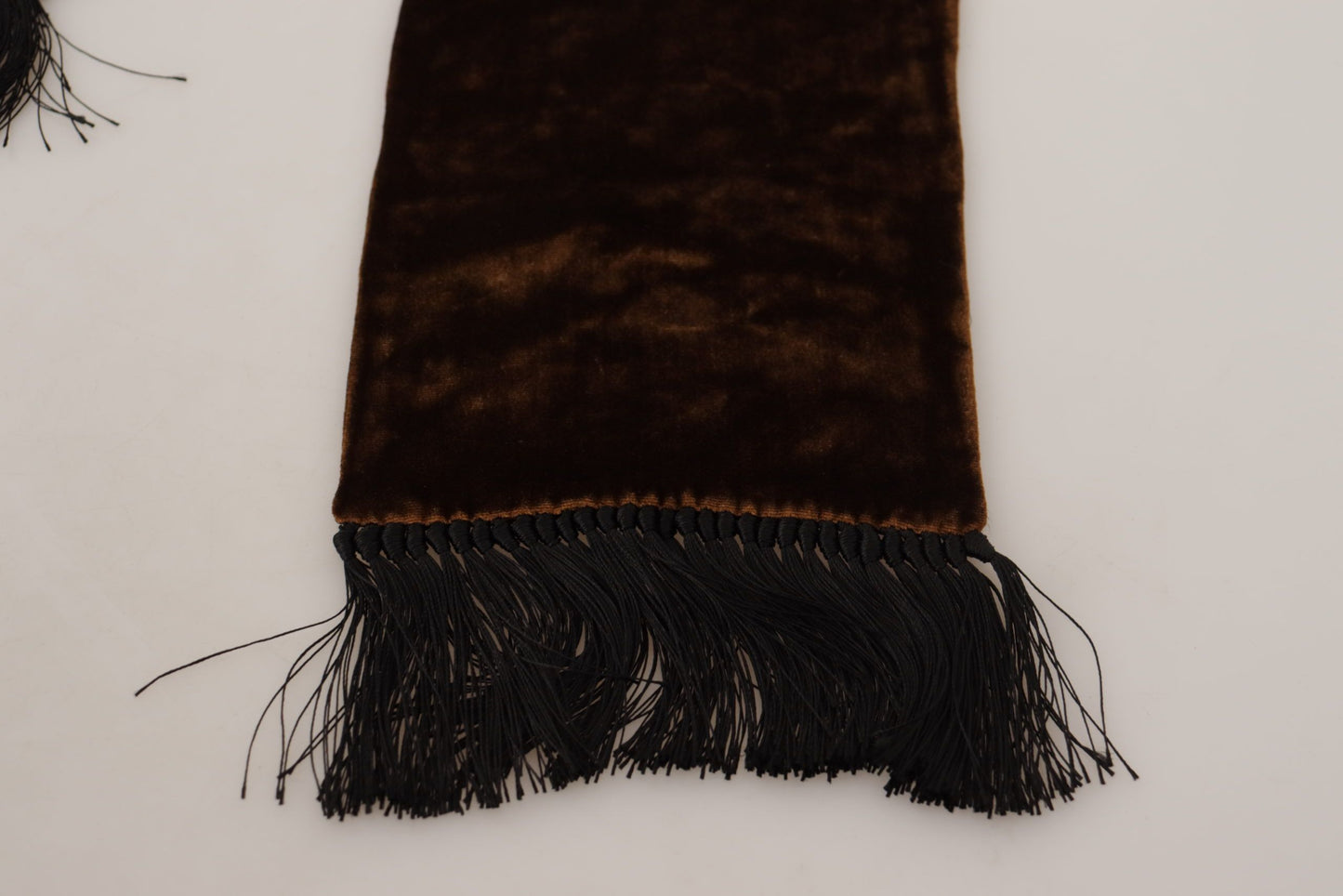 Dolce & Gabbana Brown Shawl Velvet Neck Wrap Fringe Viscose Scarf