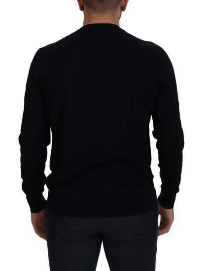 Dolce & Gabbana Black Virgin Wool Crewneck Pullover  Sweater