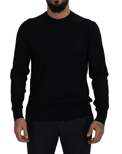 Dolce & Gabbana Black Virgin Wool Crewneck Pullover  Sweater