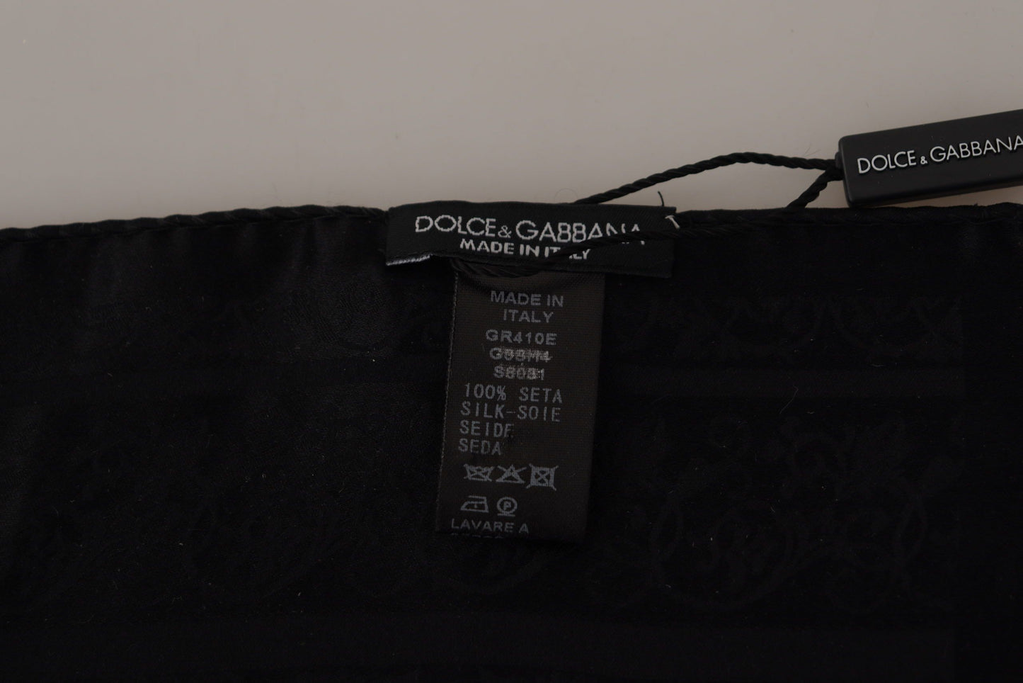 Dolce & Gabbana Black Flora Design Mens Square Handkerchief Scarf