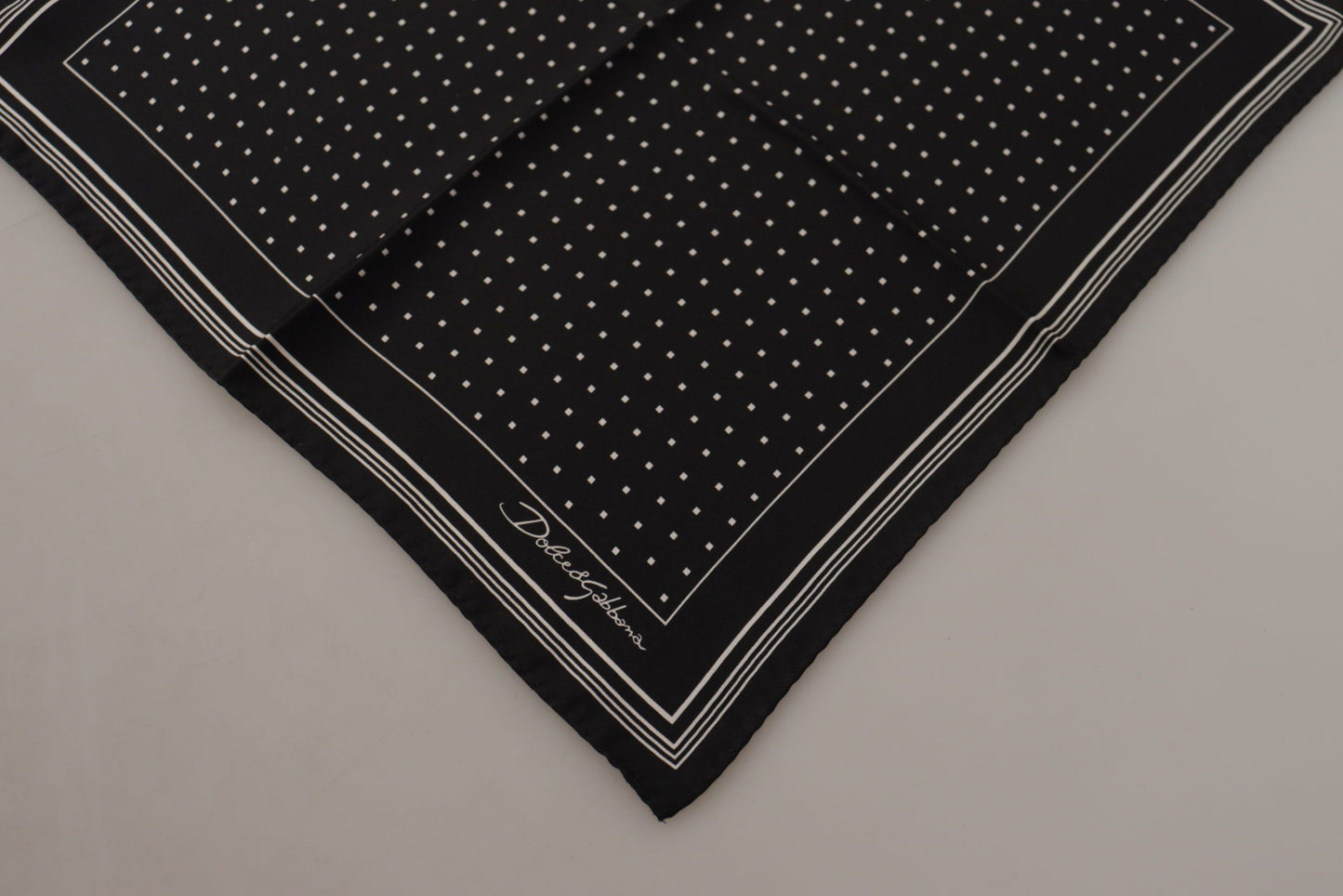 Dolce & Gabbana Black Polka Dots DG Logo Square Handkerchief