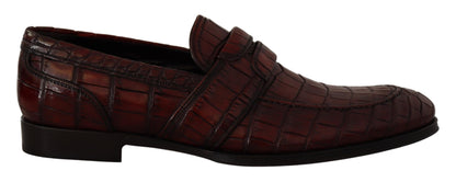 Dolce & Gabbana Exotic Croc Leather Bordeaux Loafers