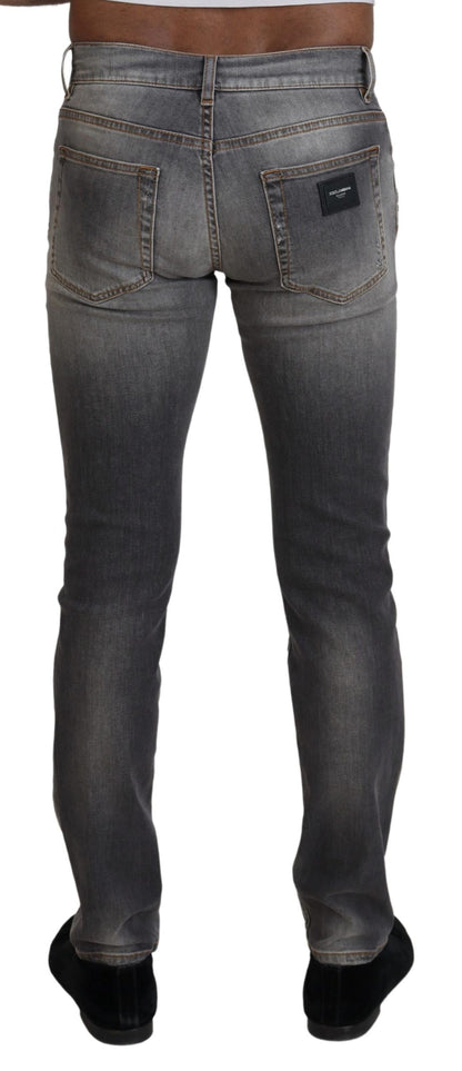 Dolce & Gabbana Elegant Gray Washed Cotton Stretch Jeans