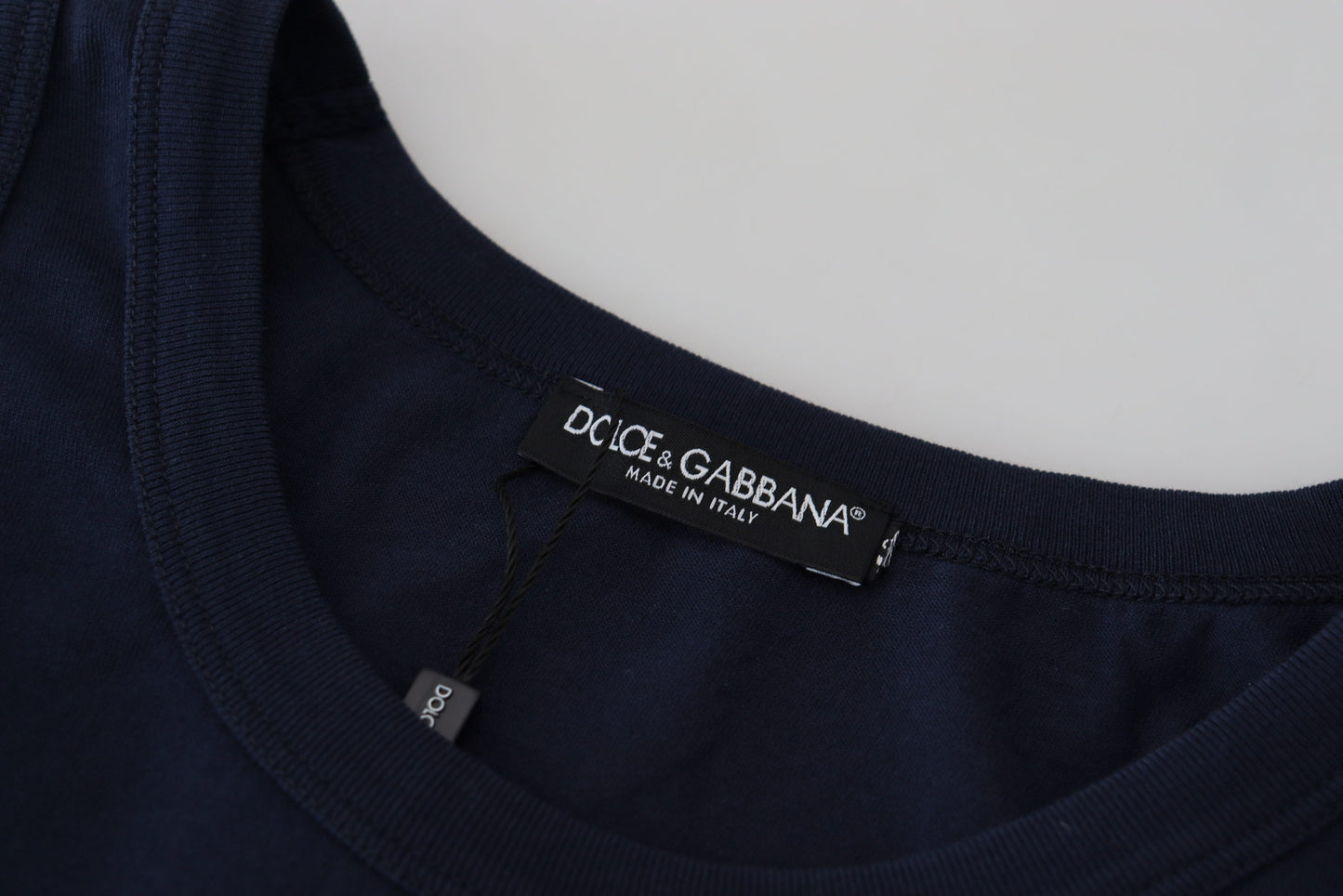 Dolce & Gabbana Blue Cotton Sleeveless Logo Men T-shirt