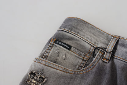 Dolce & Gabbana Elegant Gray Washed Cotton Stretch Jeans