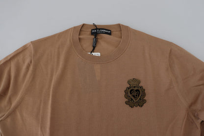 Dolce & Gabbana Beige Cashmere Crown Logo Pullover Sweater