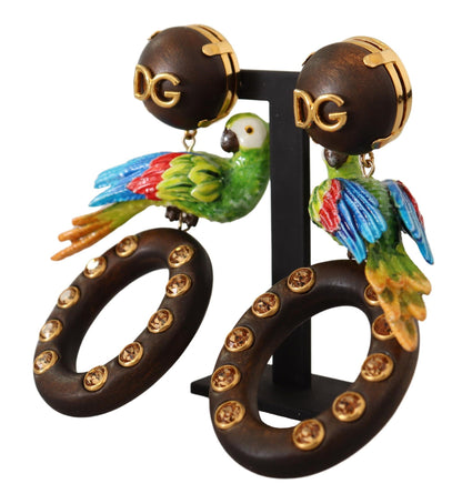 Dolce & Gabbana Chic Parrot Embellished Hoop Earrings