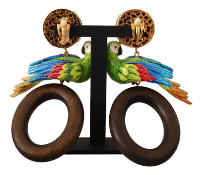 Dolce & Gabbana Chic Parrot Embellished Hoop Earrings