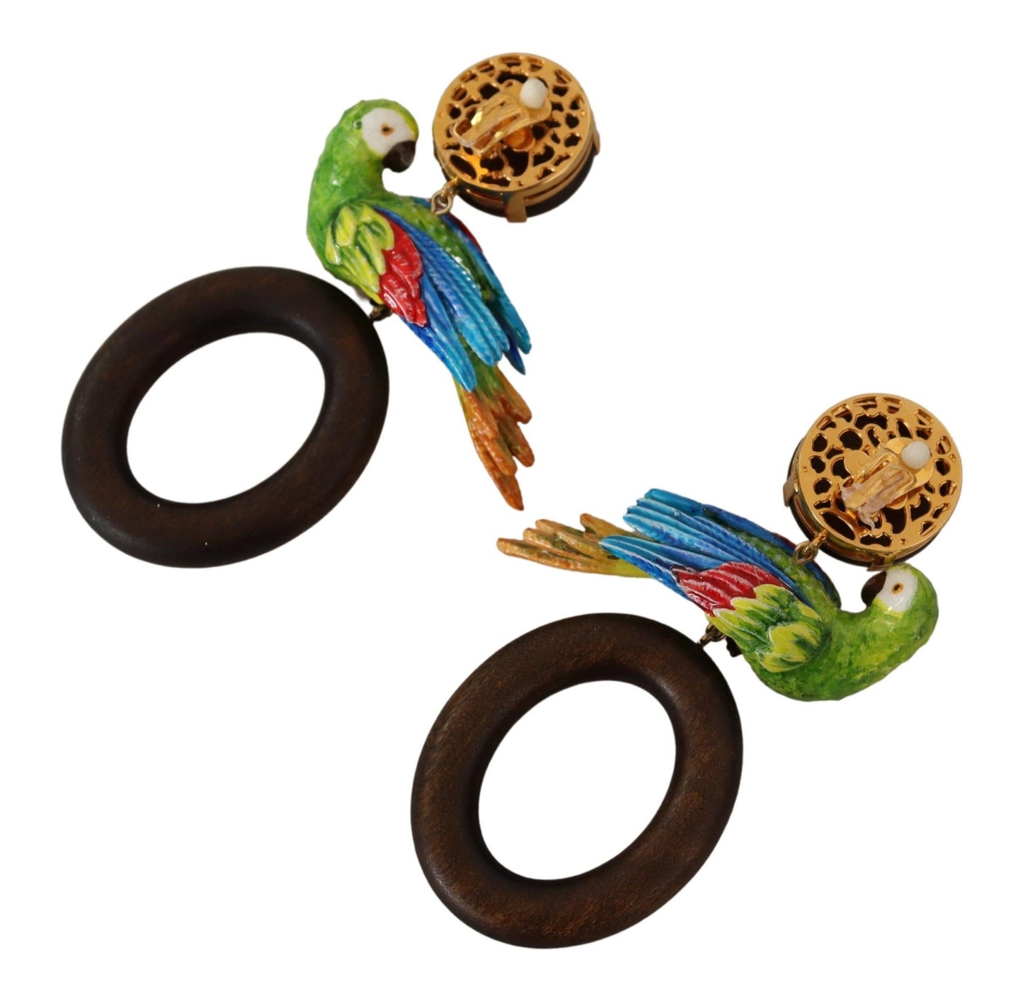 Dolce & Gabbana Chic Parrot Embellished Hoop Earrings