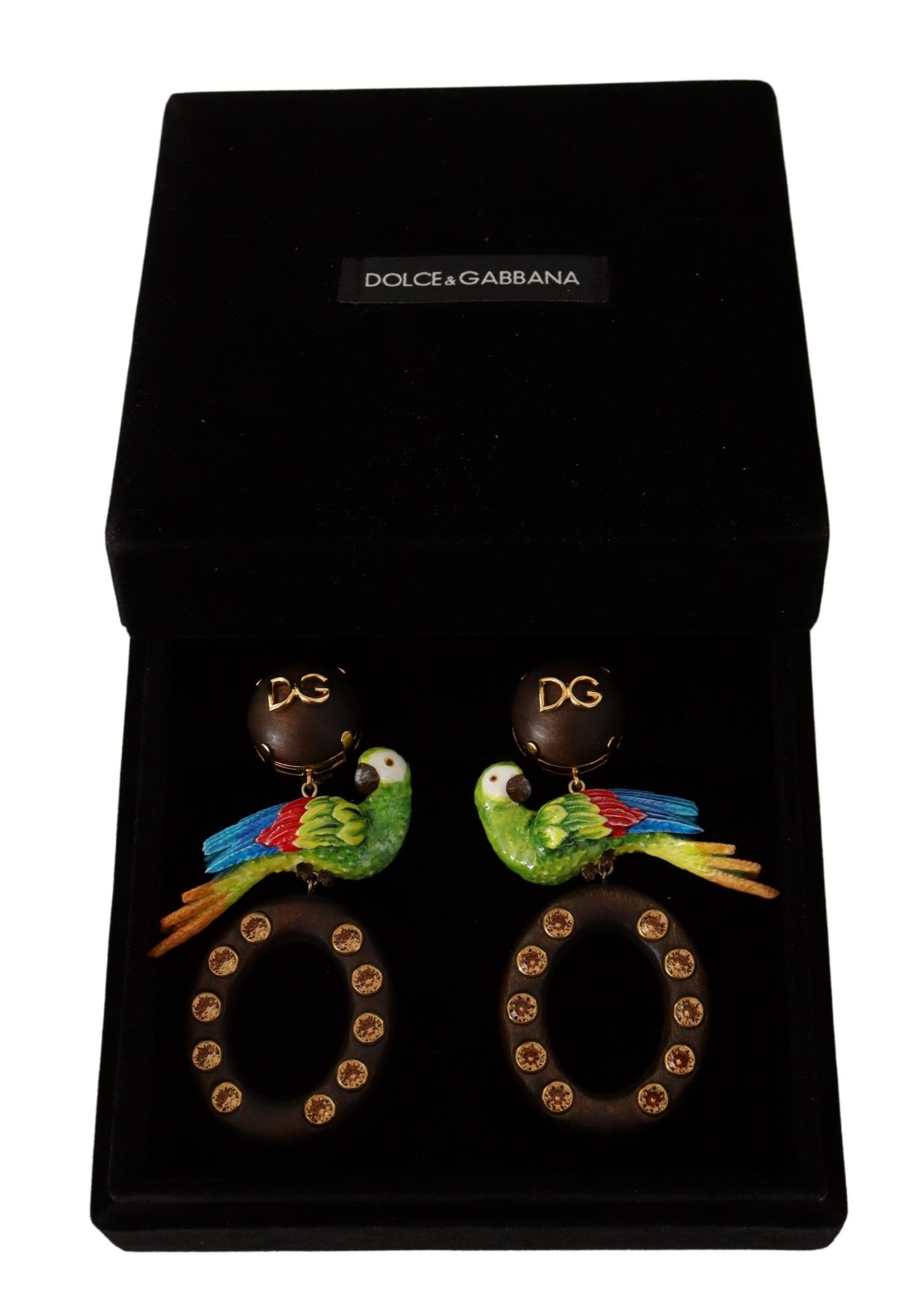 Dolce & Gabbana Chic Parrot Embellished Hoop Earrings