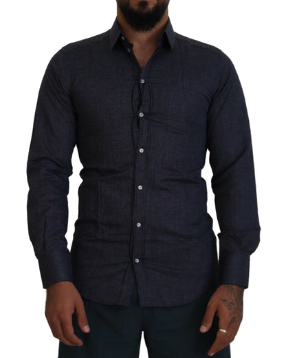 Dolce & Gabbana Elegant Slim Fit Dark Blue Dress Shirt