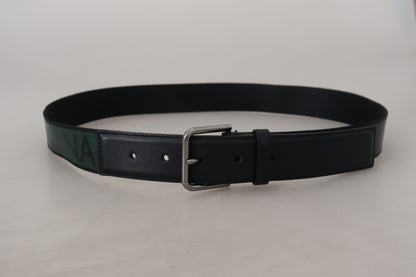 Dolce & Gabbana Chic Black and Green Designer Belt with DG Logo