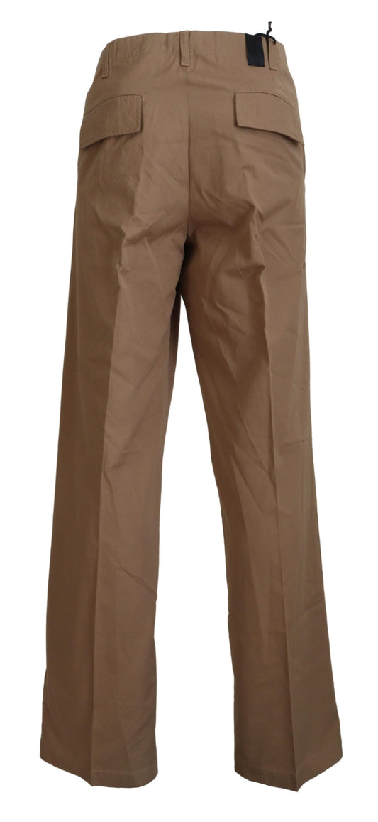 GF Ferre Brown Cotton Straight Fit Chinos Men Pants