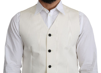 Dolce & Gabbana Elegant Off-White Silk Formal Vest