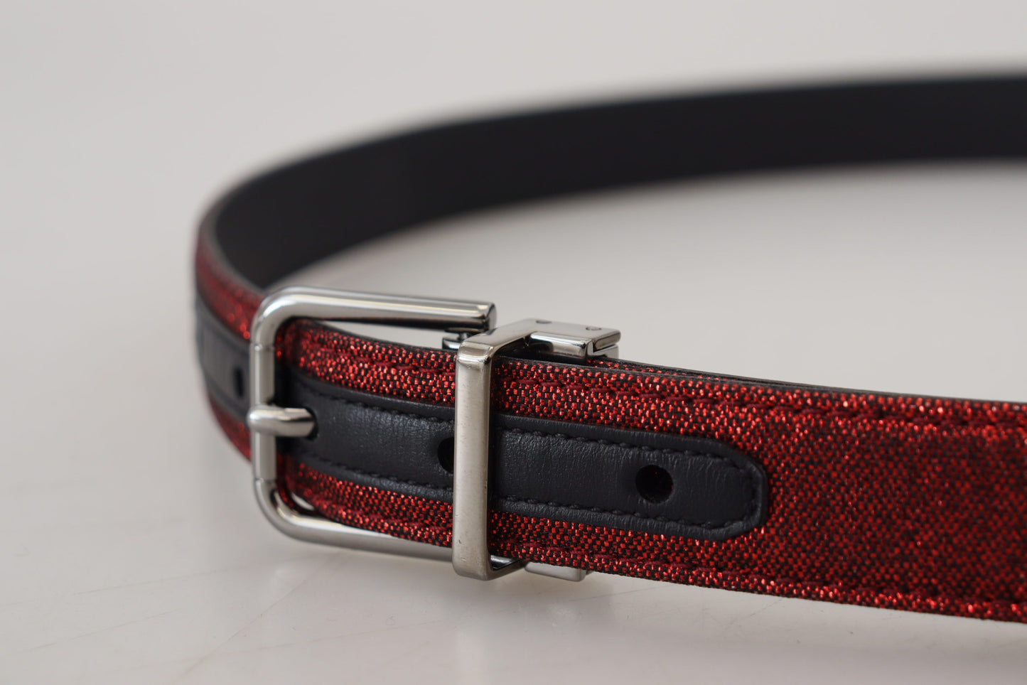 Dolce & Gabbana Elegant Red Leather Belt with Metal Buckle