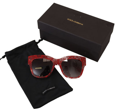 Dolce & Gabbana Elegant Red Lace Detail Sunglasses