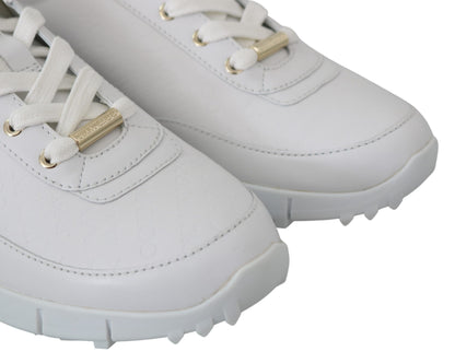 Jimmy Choo Elegant White Leather Sneakers