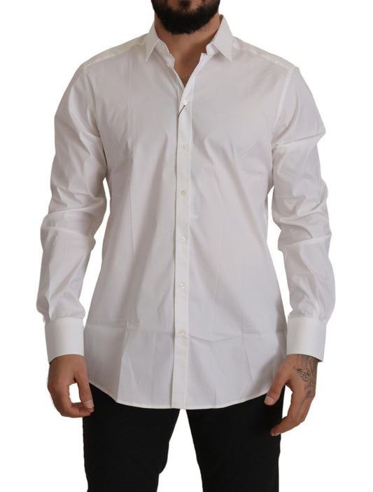 Dolce & Gabbana Elegant White Slim Fit Cotton Dress Shirt