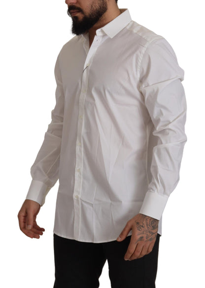 Dolce & Gabbana Elegant White Slim Fit Cotton Dress Shirt