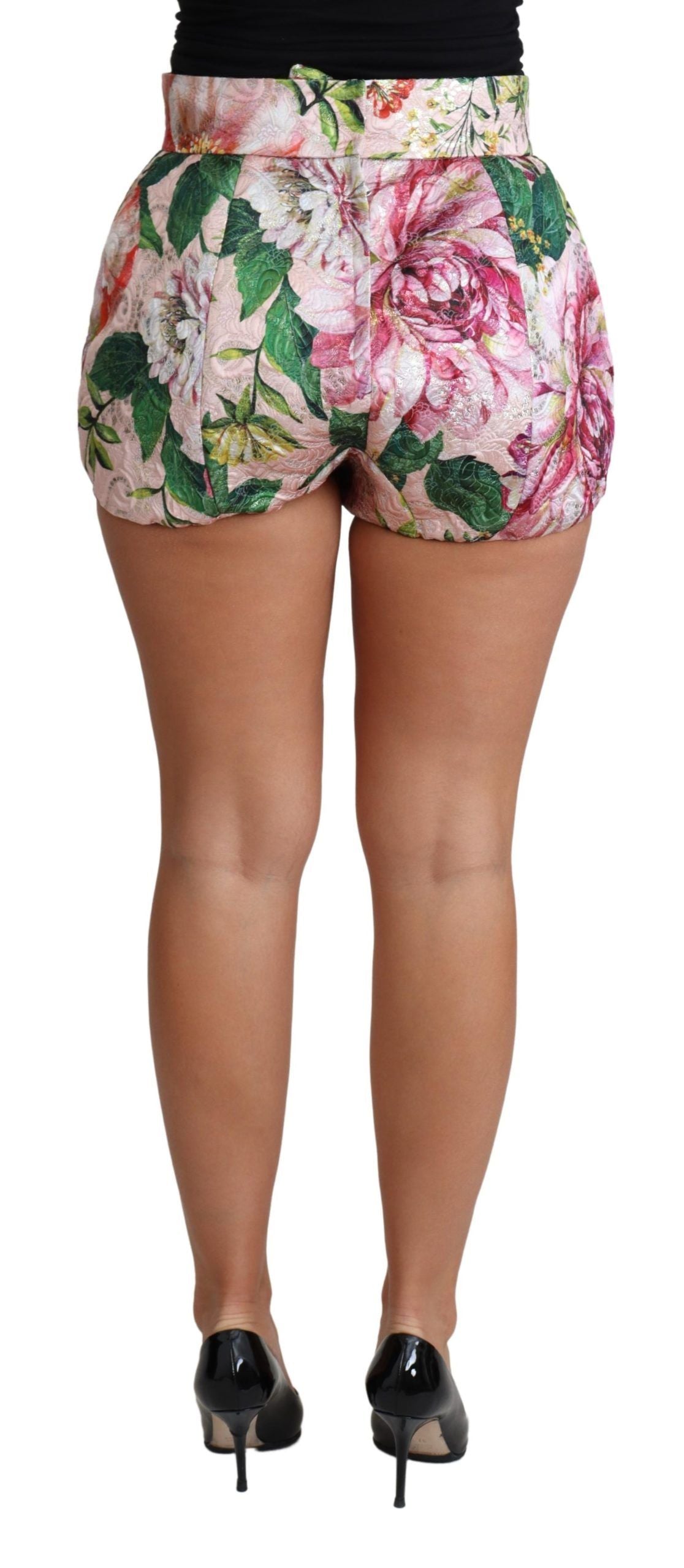 Dolce & Gabbana Pink Cotton Floral Print Hot Pants Short