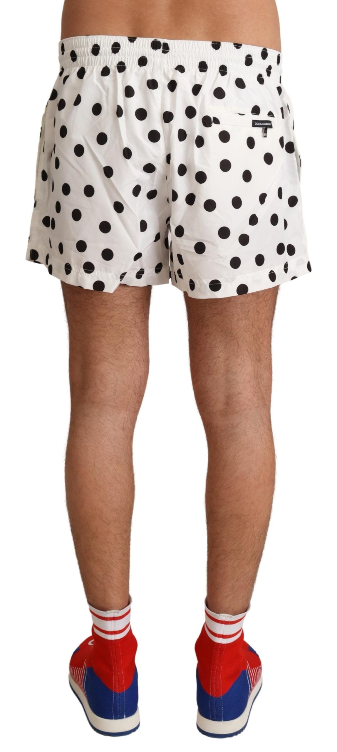 Dolce & Gabbana White Polka Dots Beachwear Shorts Swimwear