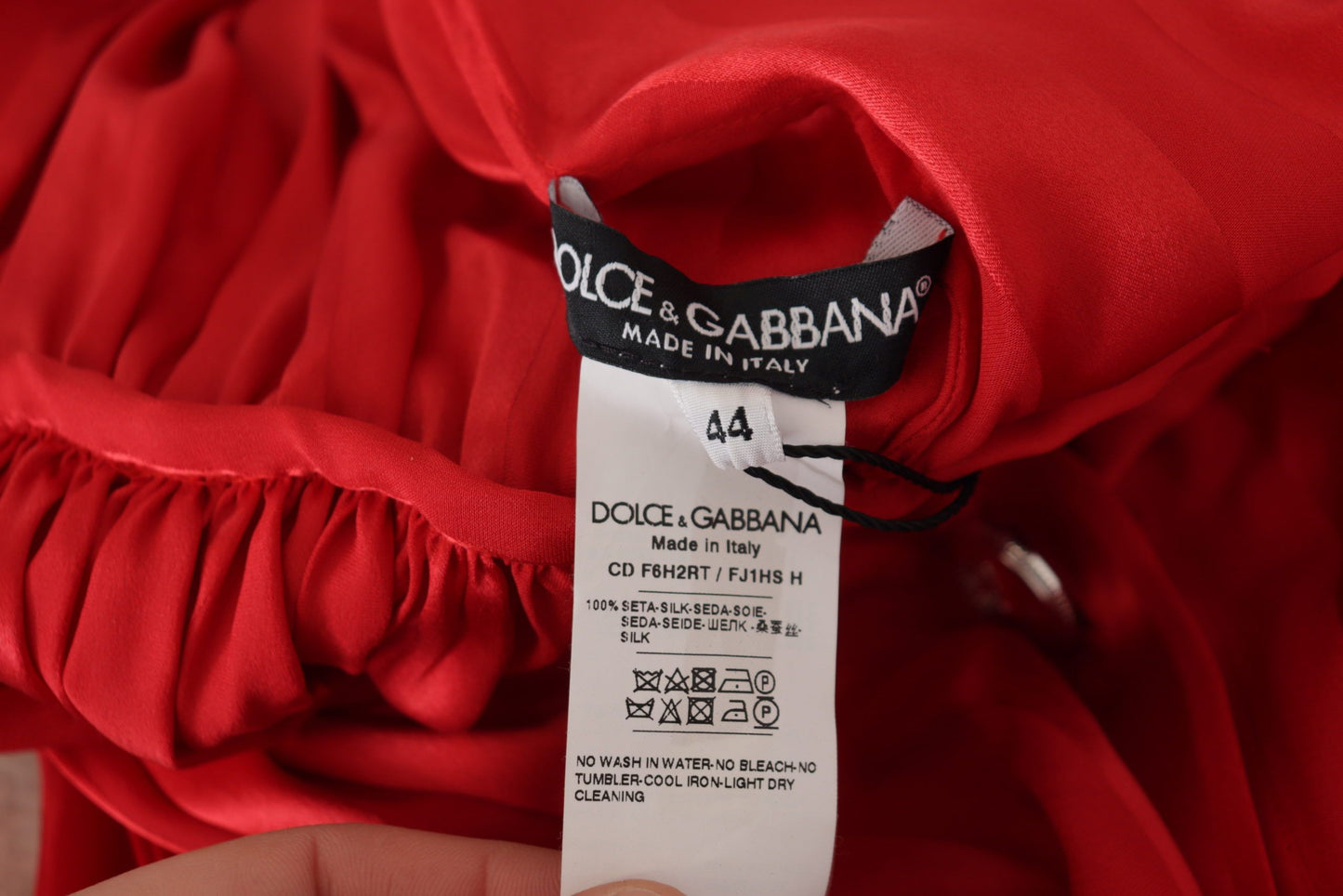 Dolce & Gabbana Elegant Red Silk Midi Dress with Button Detail