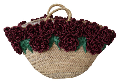 Dolce & Gabbana Chic Floral Straw Tote Elegance