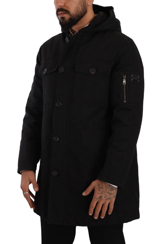 Dolce & Gabbana Elegant Black Parka Hooded Jacket