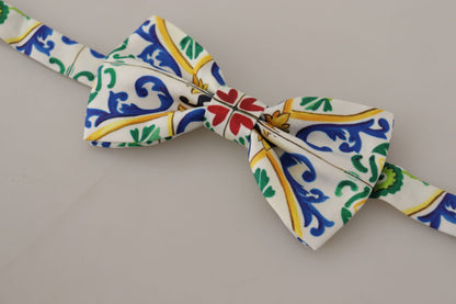 Dolce & Gabbana Elegant Majolica Print Silk Bow Tie