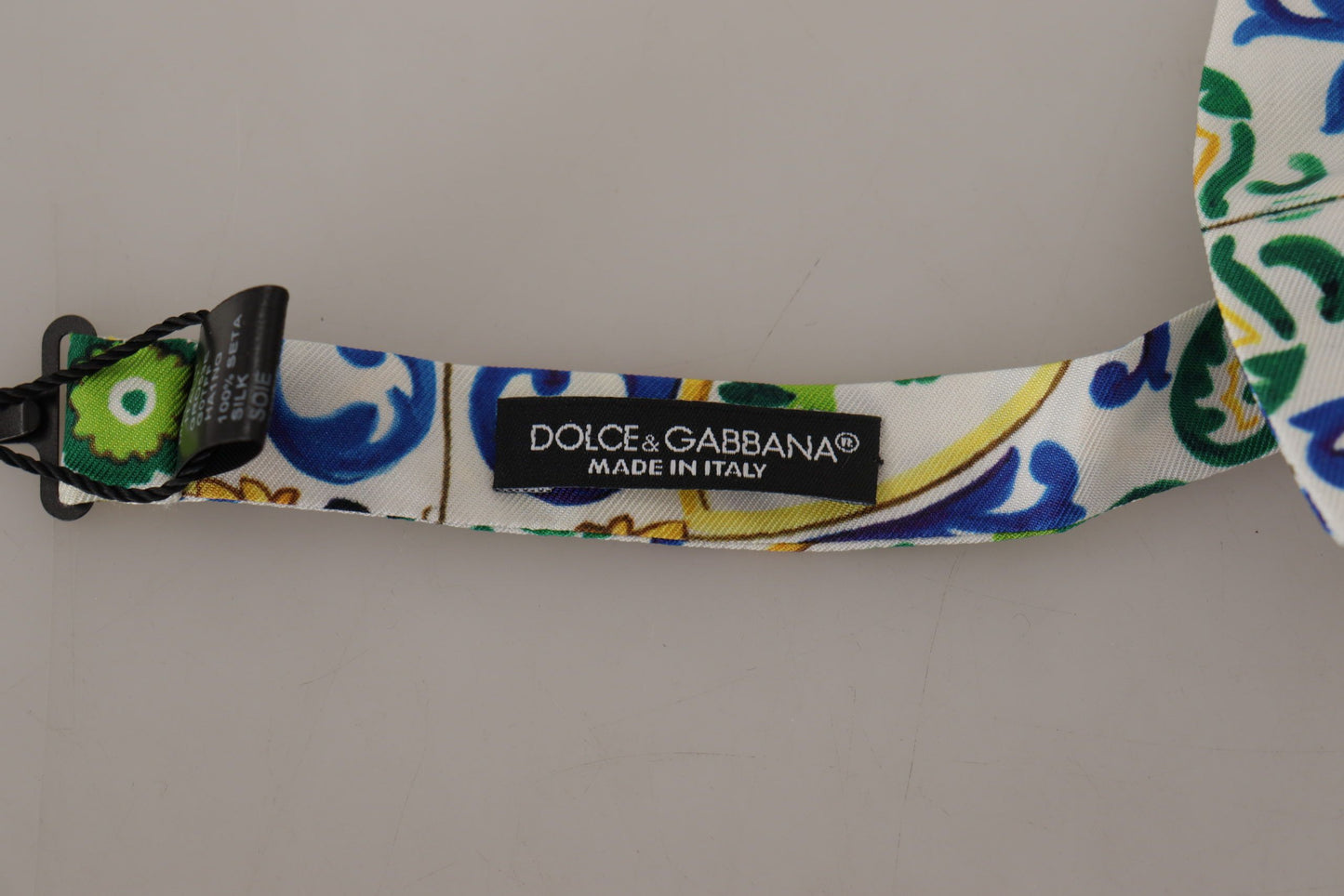 Dolce & Gabbana Elegant Majolica Print Silk Bow Tie