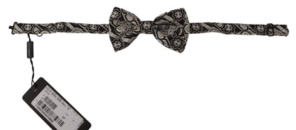 Dolce & Gabbana Elegant Silk Bow Tie in Black Fantasy Pattern